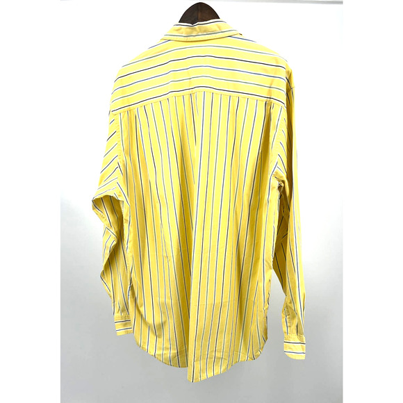 Eddie Bauer AKA Cotton Button Down Yellow Striped Shirt Men's Size XLT - Picture 2 of 5